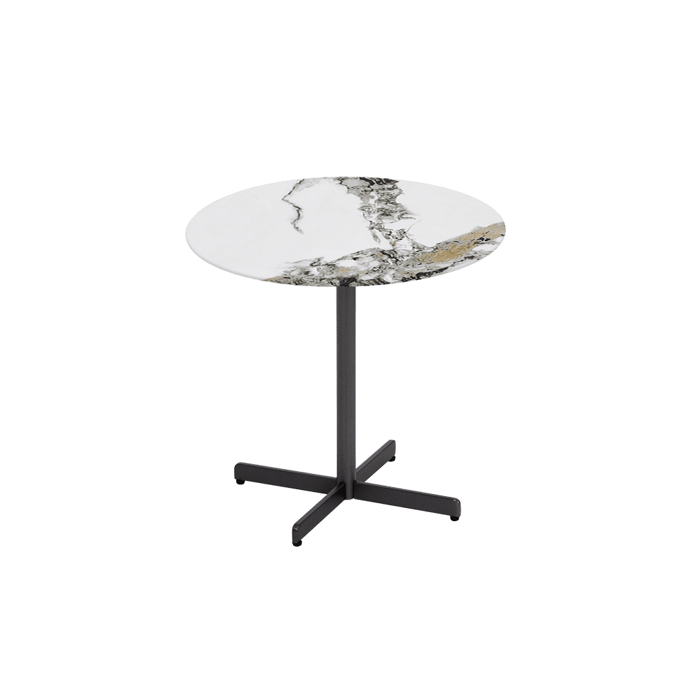 BAILEY Side Table - Mix & Match Marble Top with Black Coloured Steel Base(500mm)