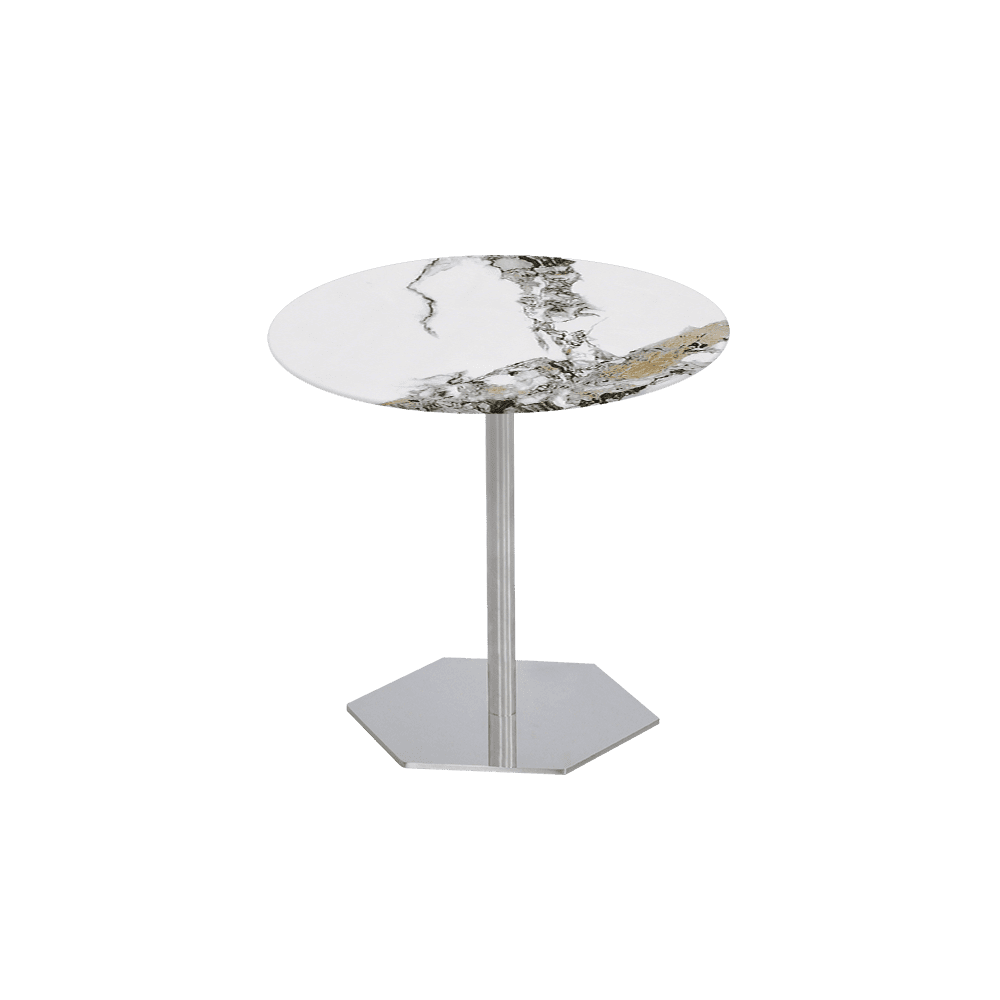 SILVIA Side Table - Mix & Match Marble Top with Silver Coloured Stainless Steel Base(500mm)