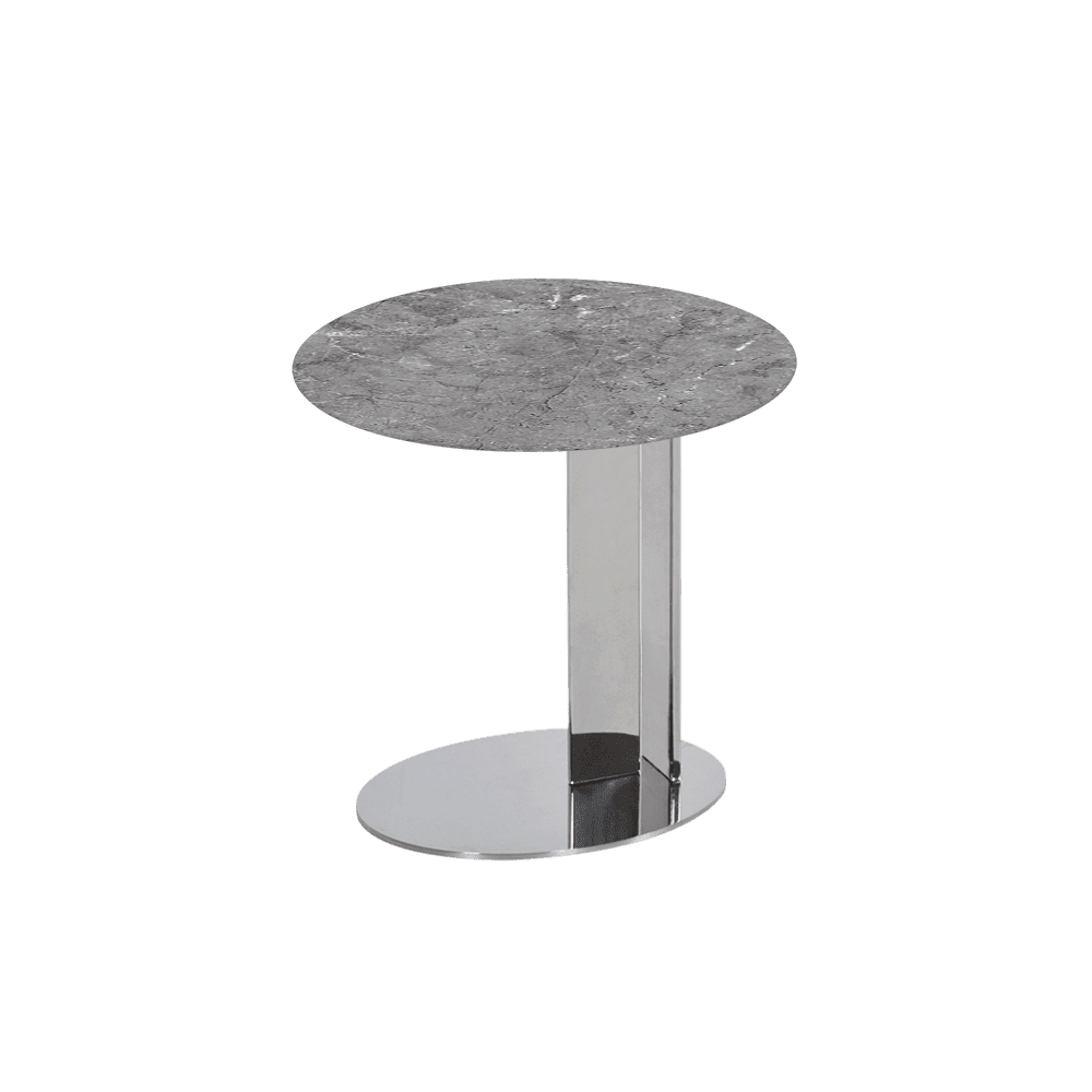 SILVIA Side Table - Mix & Match Marble Top with Silver Coloured Stainless Steel Base(500mm)