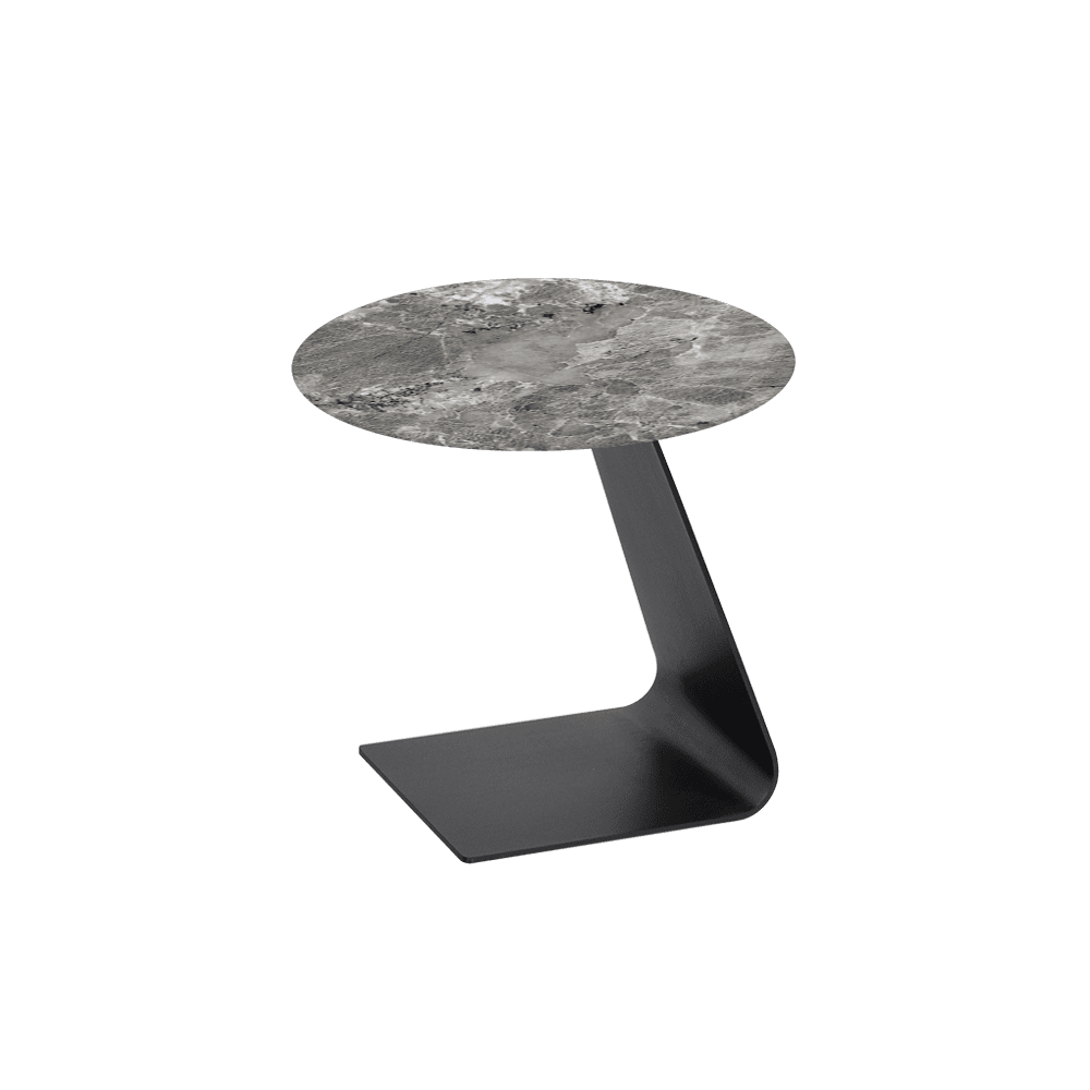 BAILEY Side Table - Mix & Match Marble Top with Black Coloured Steel Base(500mm)