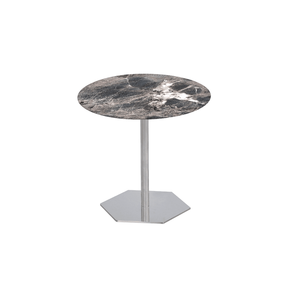 SILVIA Side Table - Mix & Match Marble Top with Silver Coloured Stainless Steel Base(500mm)