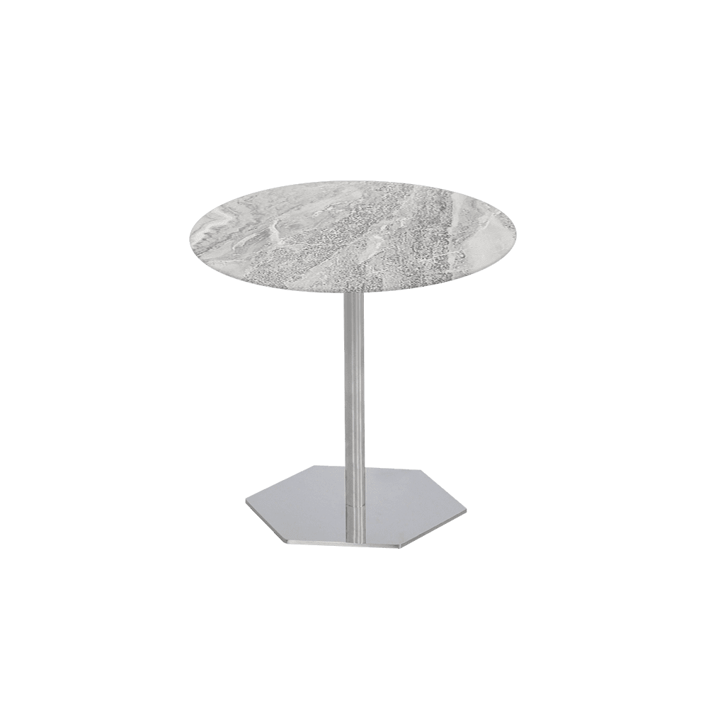 SILVIA Side Table - Mix & Match Marble Top with Silver Coloured Stainless Steel Base(500mm)