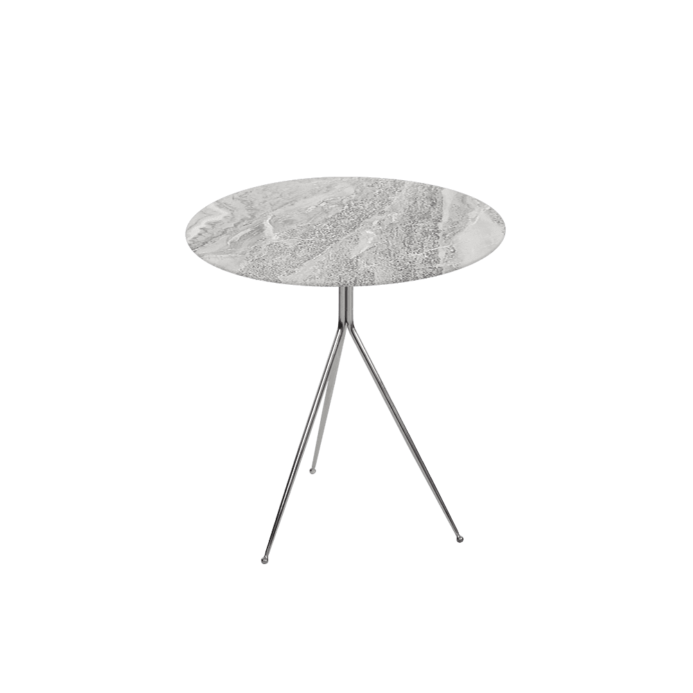 SILVIA Side Table - Mix & Match Marble Top with Silver Coloured Stainless Steel Base(500mm)