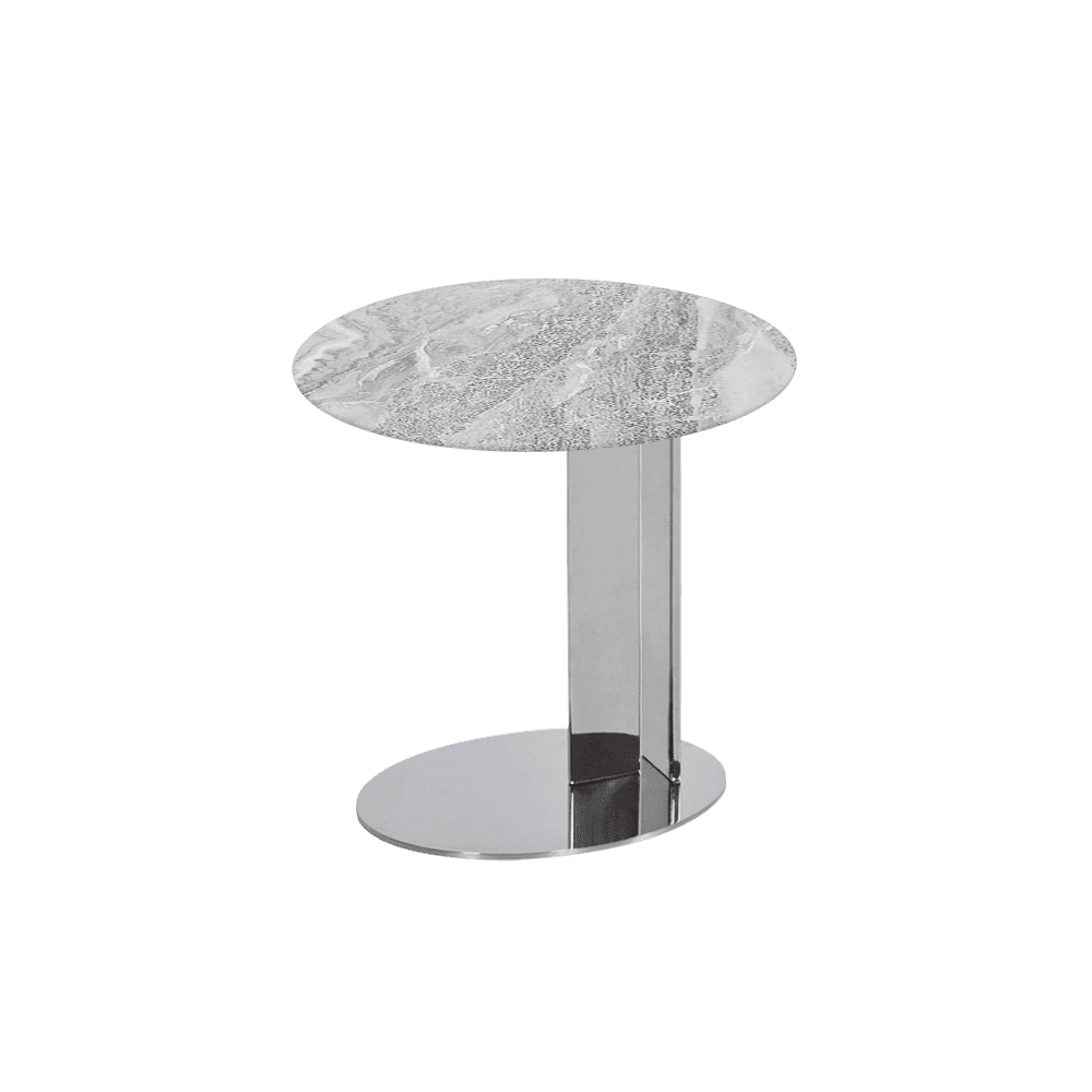 SILVIA Side Table - Mix & Match Marble Top with Silver Coloured Stainless Steel Base(500mm)