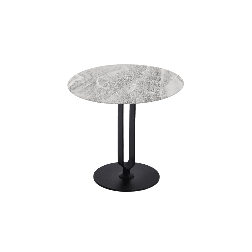SELENA Side Table - Mix & Match Marble Top with Black Coloured Steel Base(500mm)