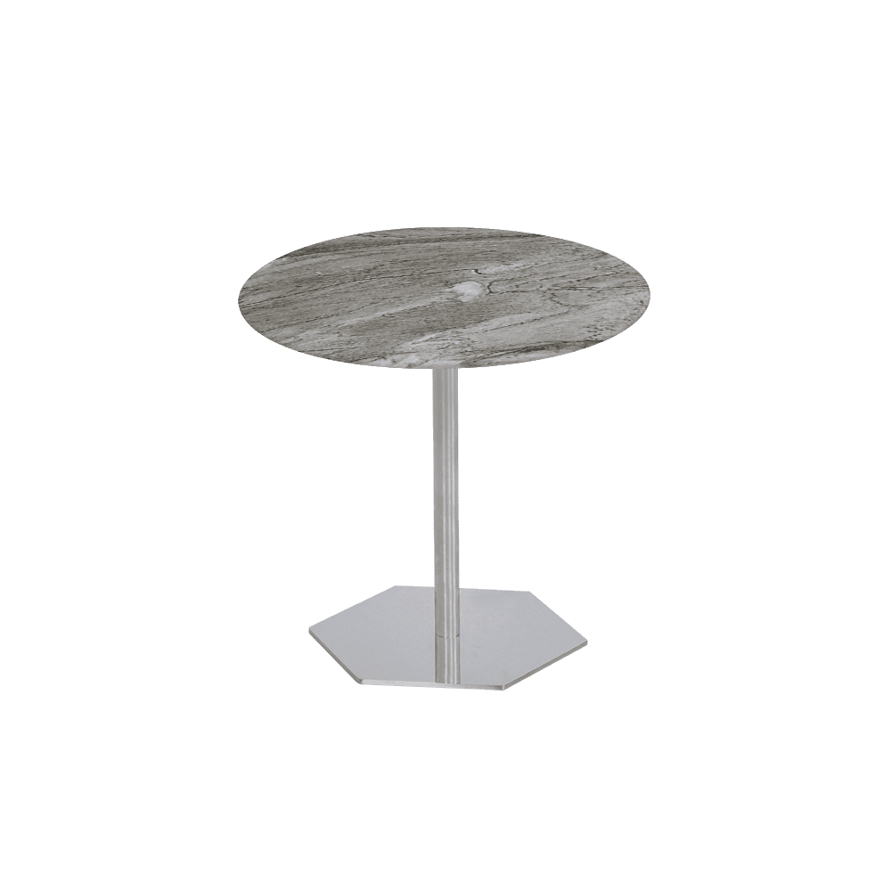 SILVIA Side Table - Mix & Match Marble Top with Silver Coloured Stainless Steel Base(500mm)