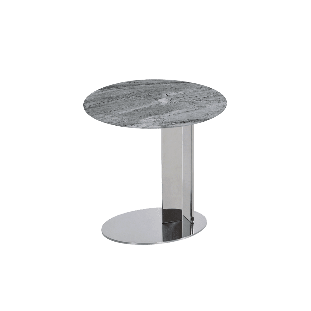 SILVIA Side Table - Mix & Match Marble Top with Silver Coloured Stainless Steel Base(500mm)