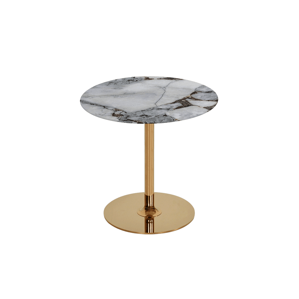 BELLA – Mix & Match Marble Side Table with Gold Coloured Stainless Steel Base (0.5m)