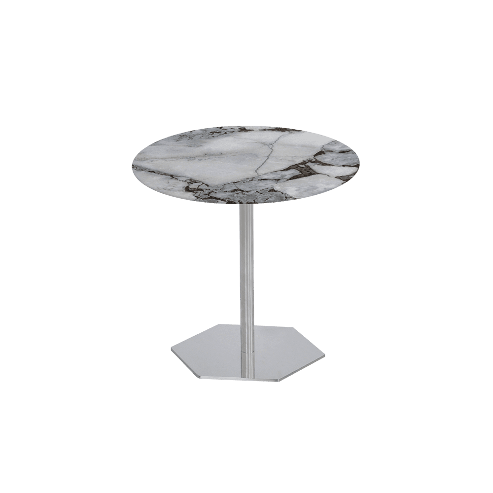 SILVIA Side Table - Mix & Match Marble Top with Silver Coloured Stainless Steel Base(500mm)
