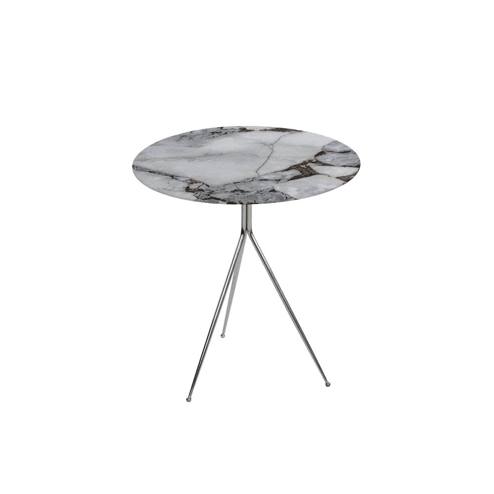 SILVIA Side Table - Mix & Match Marble Top with Silver Coloured Stainless Steel Base(500mm)
