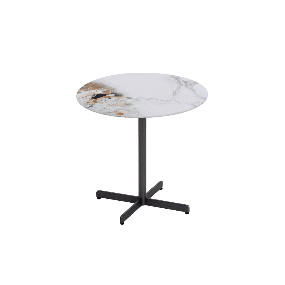 BAILEY Side Table - Mix & Match Marble Top with Black Coloured Steel Base(500mm)