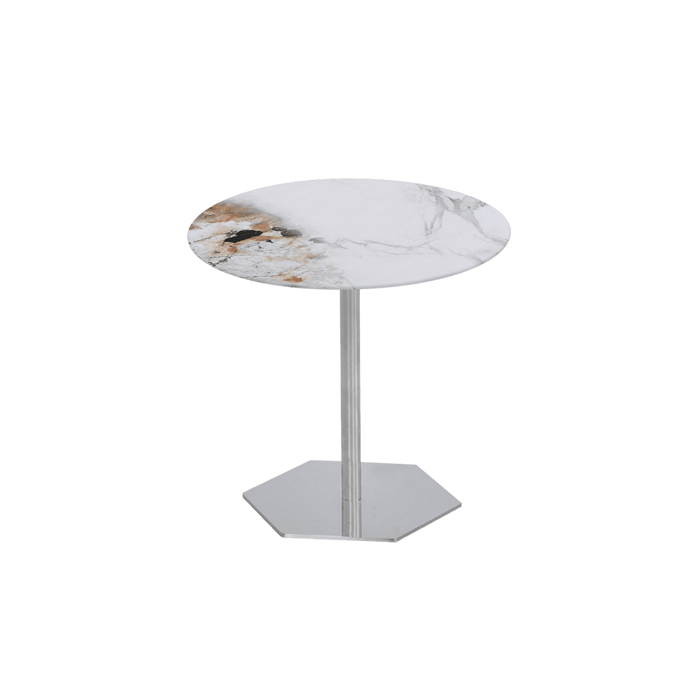 SILVIA Side Table - Mix & Match Marble Top with Silver Coloured Stainless Steel Base(500mm)