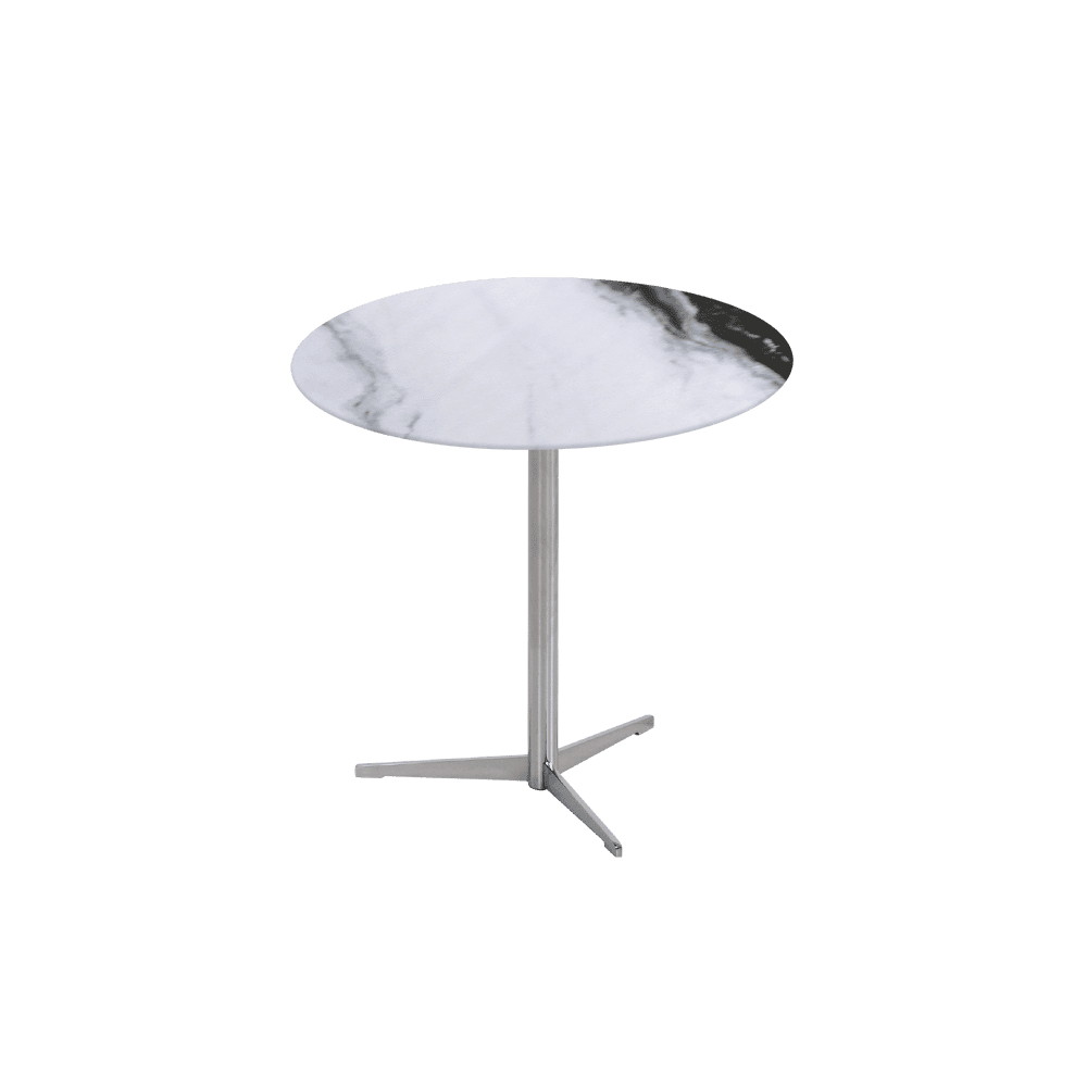 SILVIA Side Table - Mix & Match Marble Top with Silver Coloured Stainless Steel Base(500mm)