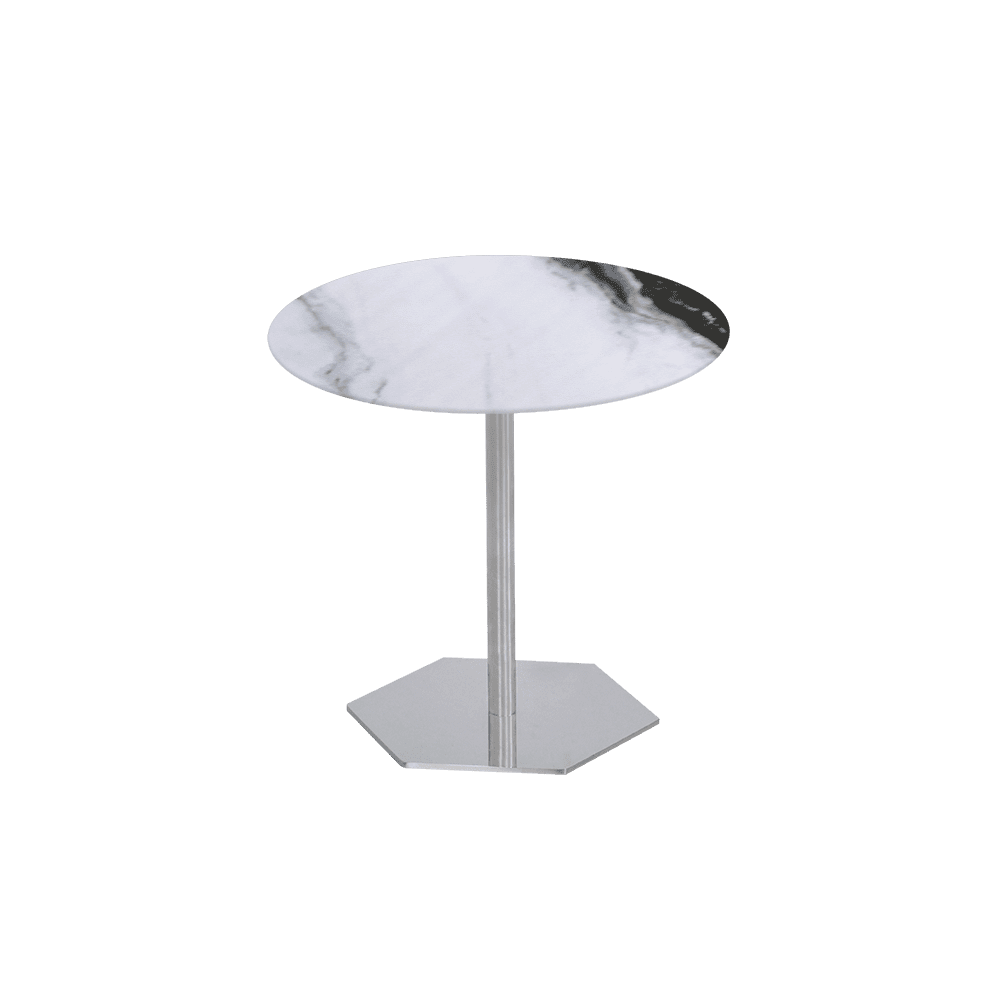 SILVIA Side Table - Mix & Match Marble Top with Silver Coloured Stainless Steel Base(500mm)