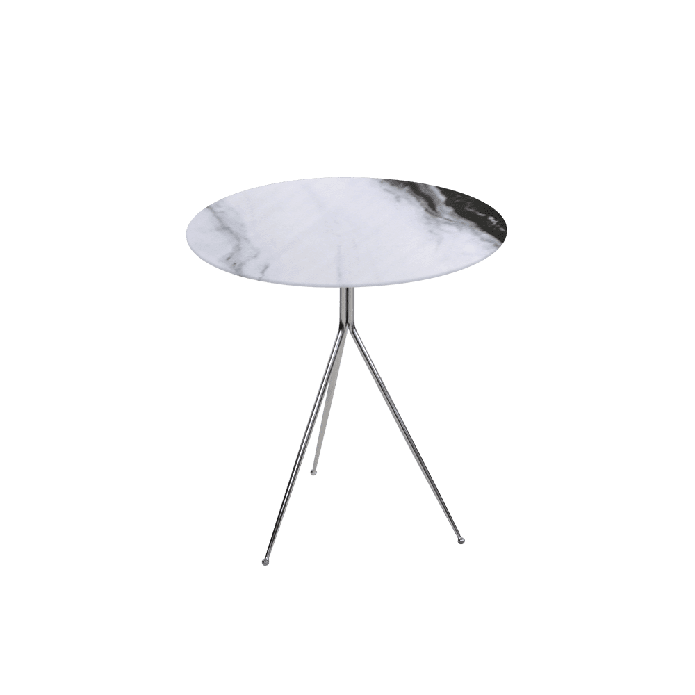 SILVIA Side Table - Mix & Match Marble Top with Silver Coloured Stainless Steel Base(500mm)