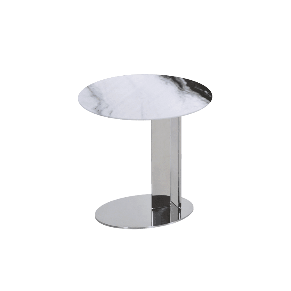SILVIA Side Table - Mix & Match Marble Top with Silver Coloured Stainless Steel Base(500mm)