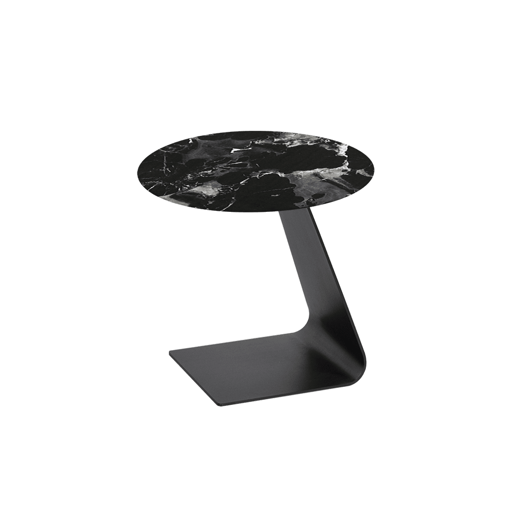 BAILEY Side Table - Mix & Match Marble Top with Black Coloured Steel Base(500mm)