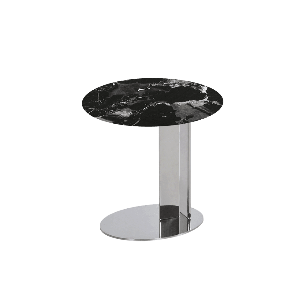 SILVIA Side Table - Mix & Match Marble Top with Silver Coloured Stainless Steel Base(500mm)