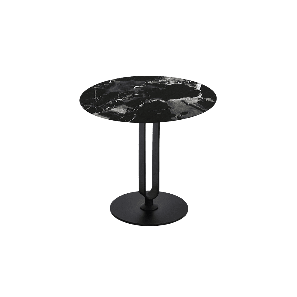 SELENA Side Table - Mix & Match Marble Top with Black Coloured Steel Base(500mm)