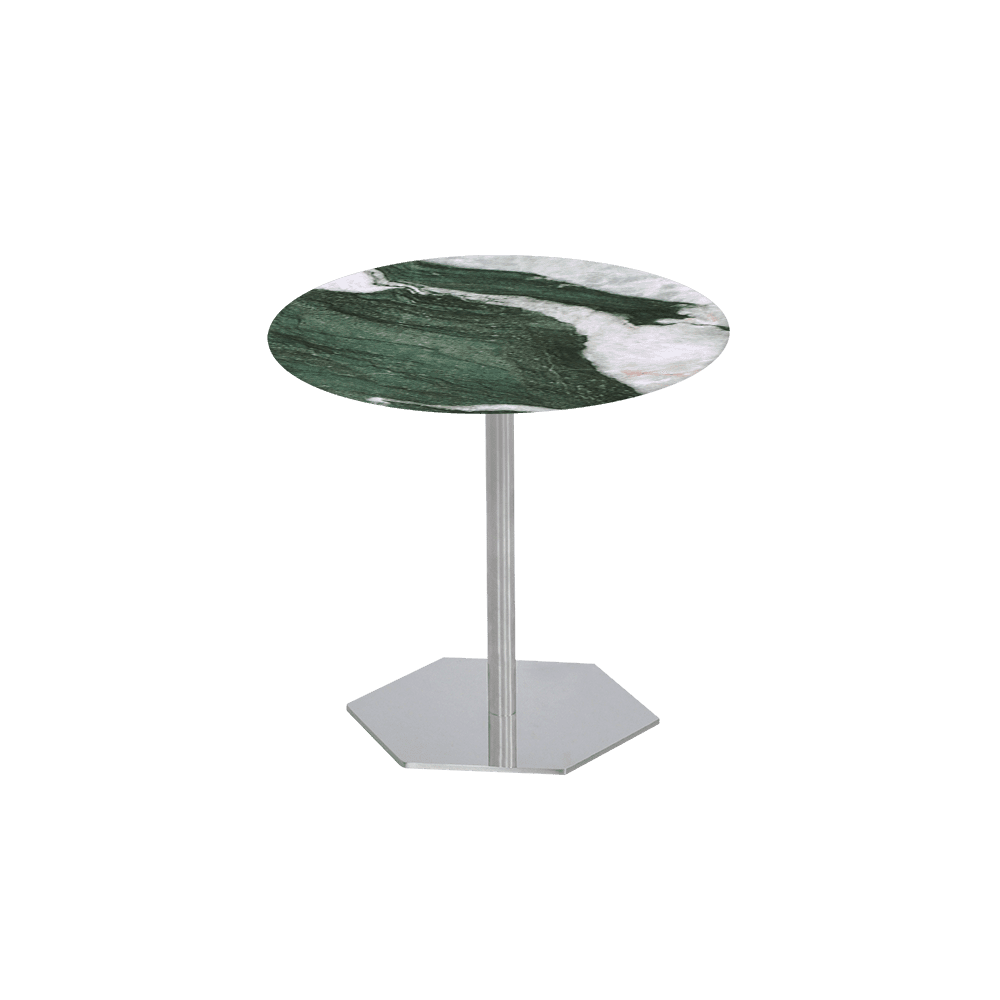 SILVIA Side Table - Mix & Match Marble Top with Silver Coloured Stainless Steel Base(500mm)
