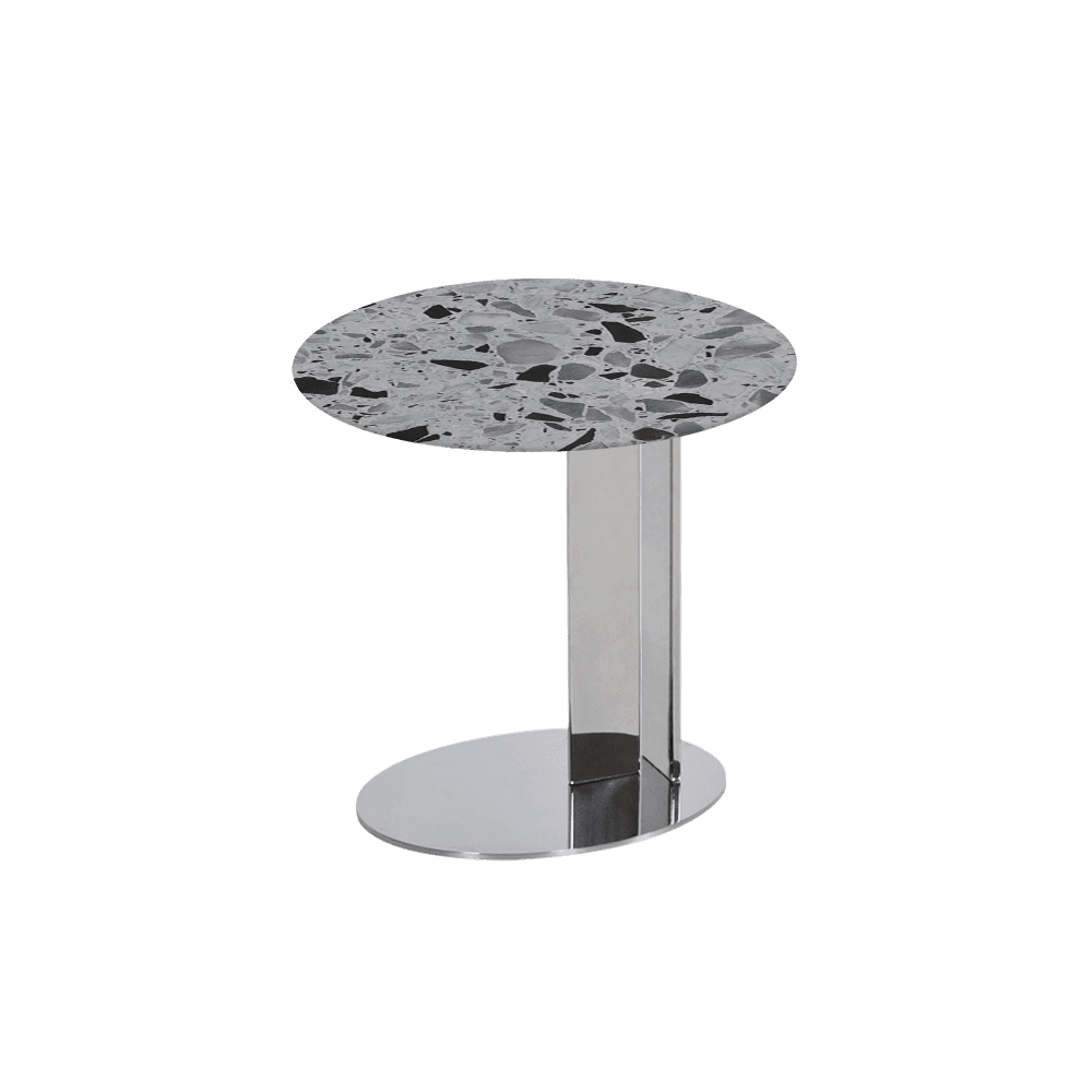 SILVIA Side Table - Mix & Match Marble Top with Silver Coloured Stainless Steel Base(500mm)
