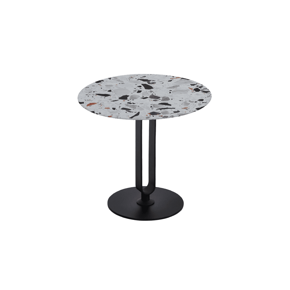 SELENA Side Table - Mix & Match Marble Top with Black Coloured Steel Base(500mm)