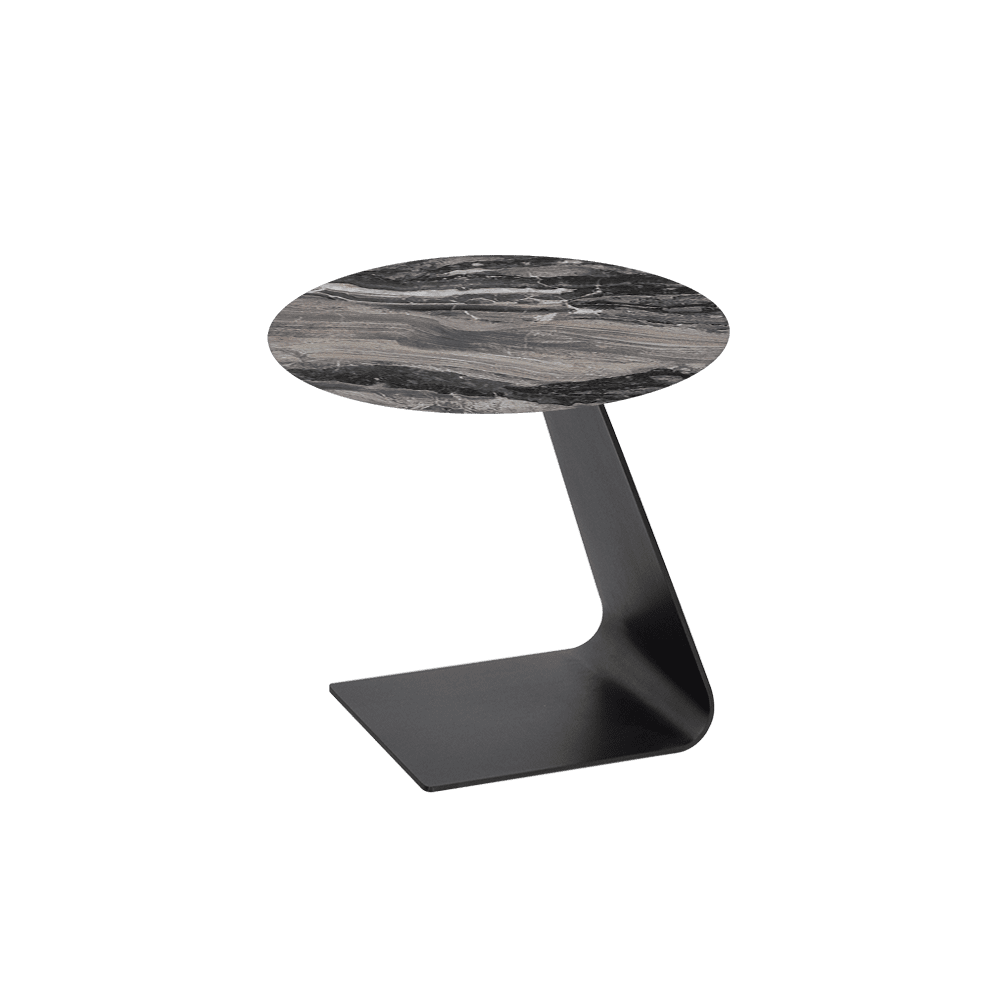 BAILEY Side Table - Mix & Match Marble Top with Black Coloured Steel Base(500mm)