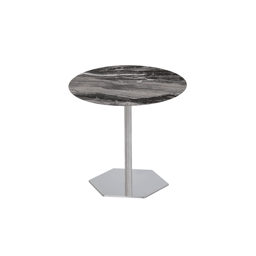 SILVIA Side Table - Mix & Match Marble Top with Silver Coloured Stainless Steel Base(500mm)