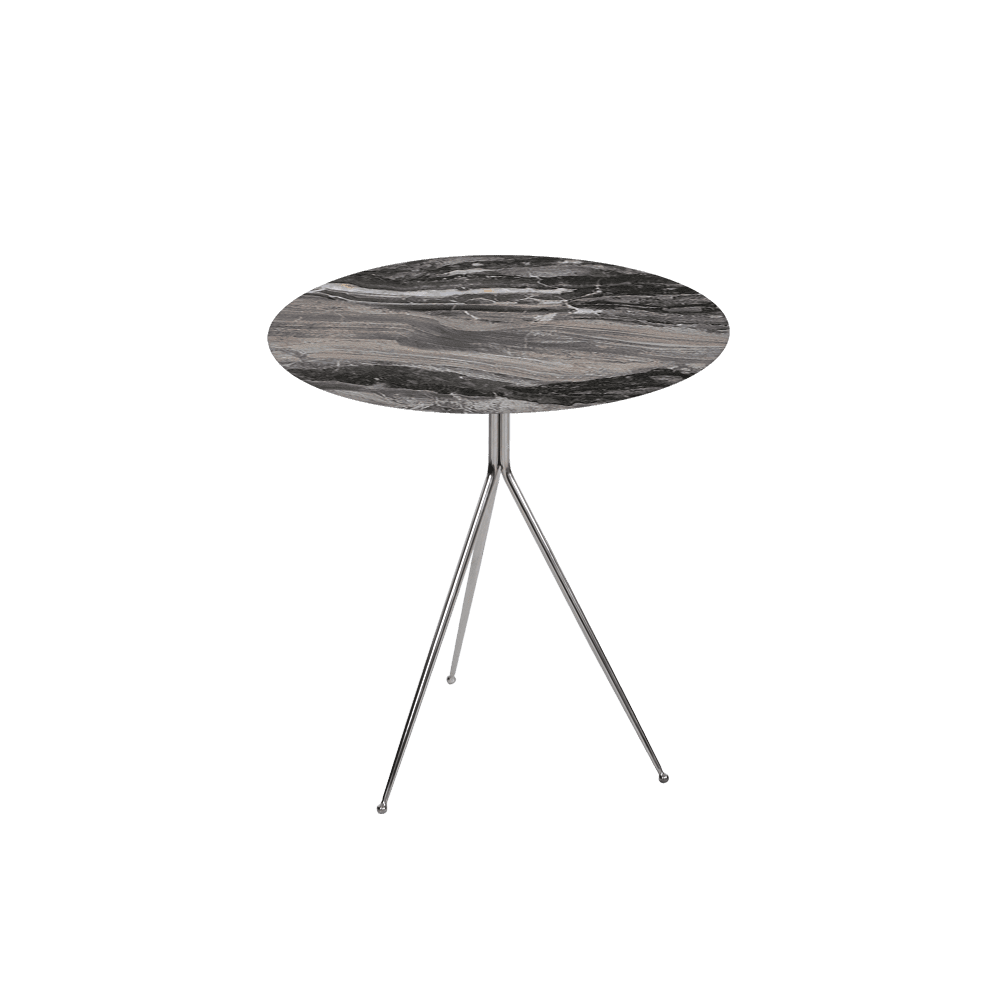SILVIA Side Table - Mix & Match Marble Top with Silver Coloured Stainless Steel Base(500mm)