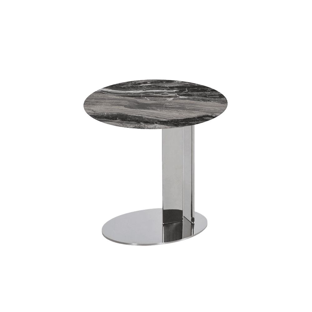 SILVIA Side Table - Mix & Match Marble Top with Silver Coloured Stainless Steel Base(500mm)