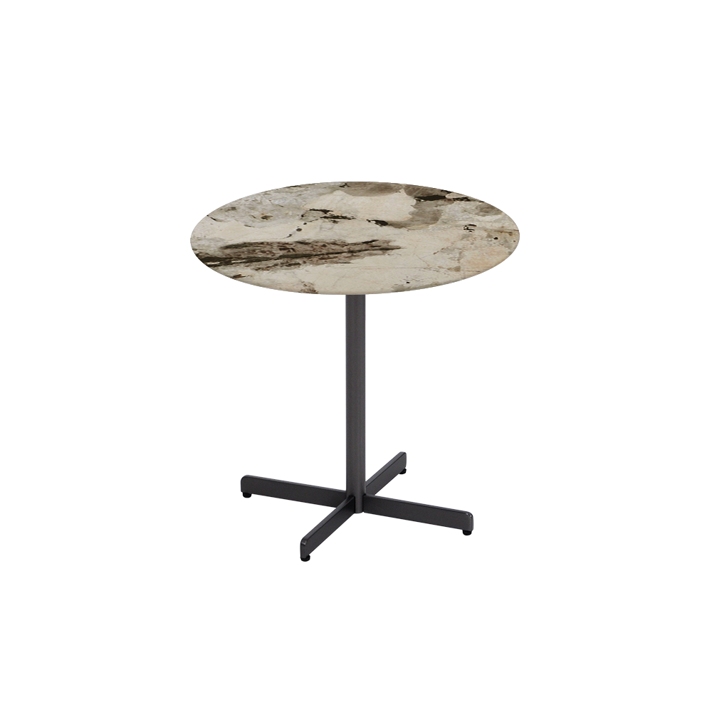 BAILEY Side Table - Mix & Match Marble Top with Black Coloured Steel Base(500mm)