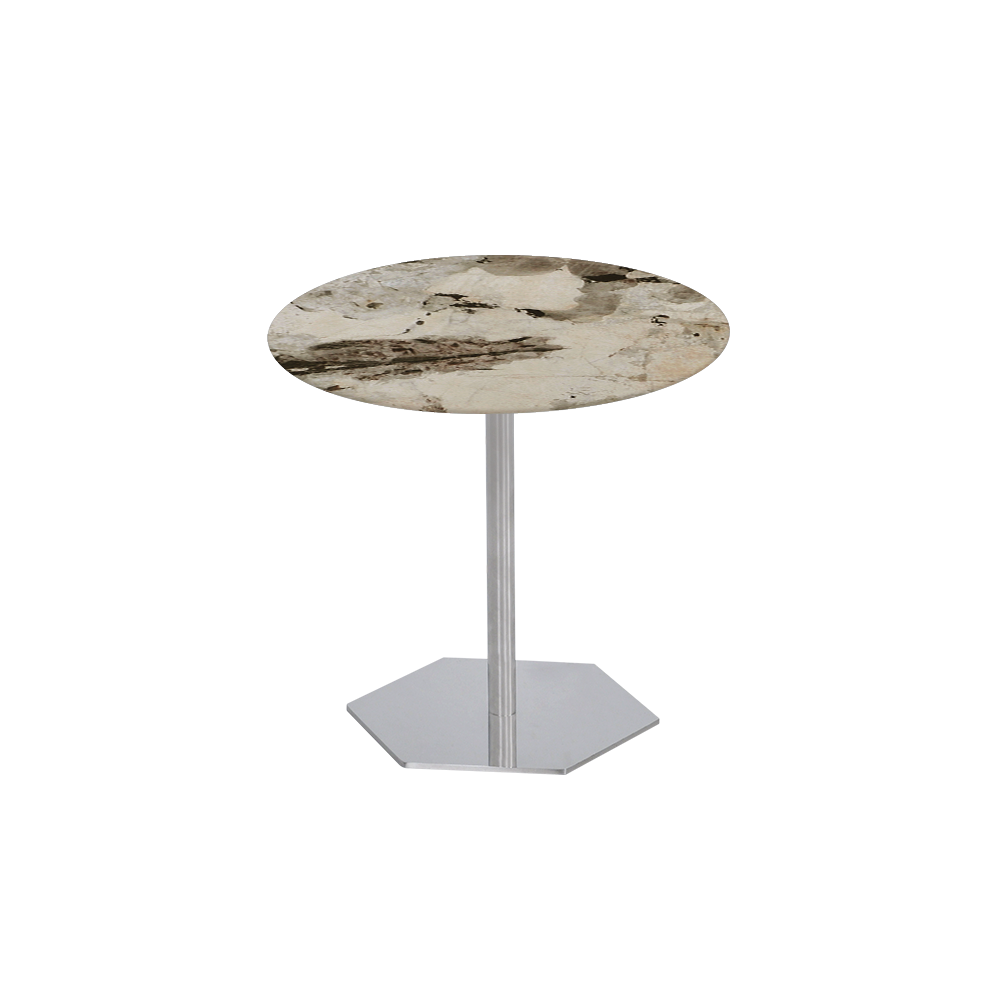 SILVIA Side Table - Mix & Match Marble Top with Silver Coloured Stainless Steel Base(500mm)