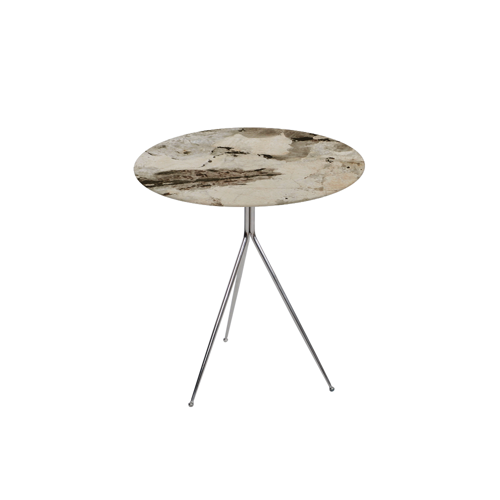 SILVIA Side Table - Mix & Match Marble Top with Silver Coloured Stainless Steel Base(500mm)