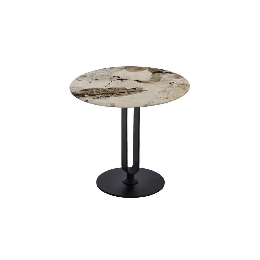SELENA Side Table - Mix & Match Marble Top with Black Coloured Steel Base(500mm)