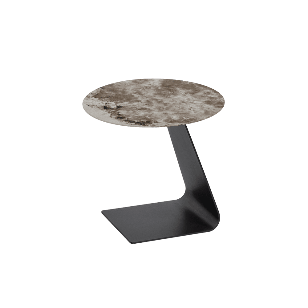 BAILEY Side Table - Mix & Match Marble Top with Black Coloured Steel Base(500mm)