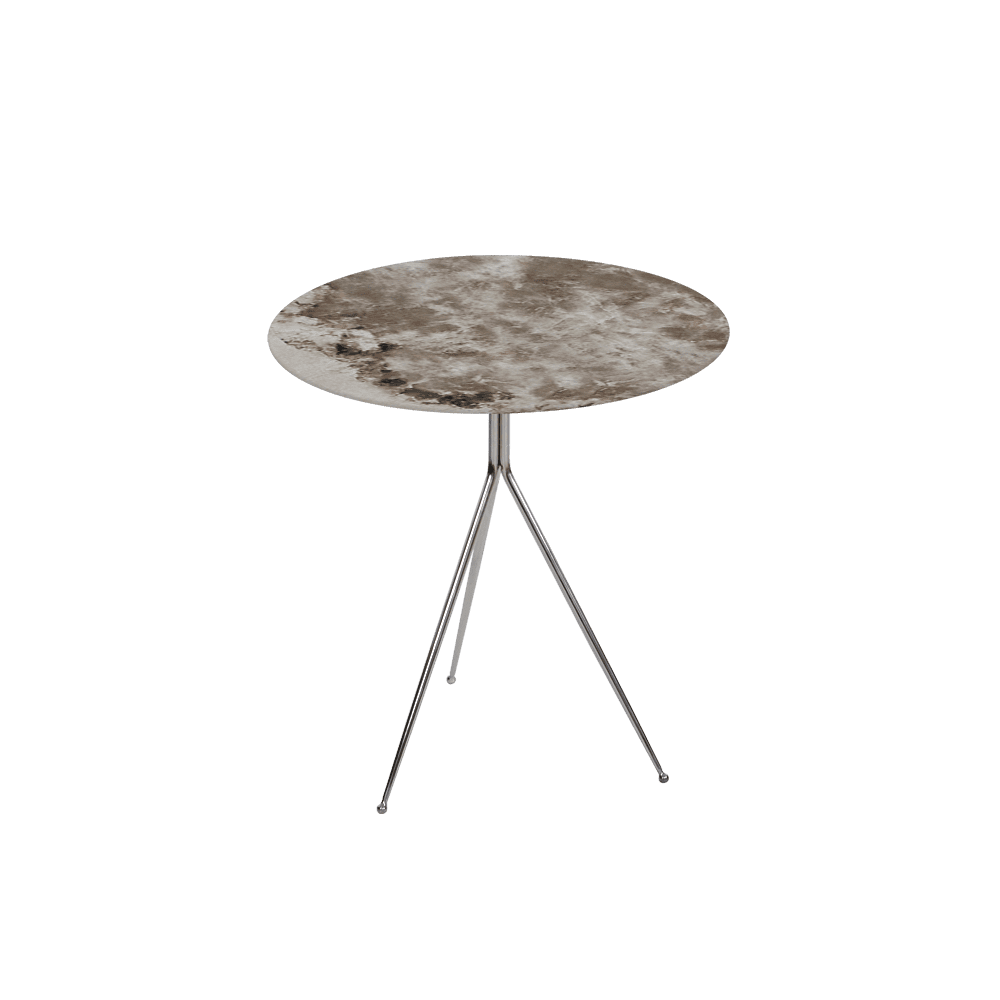 SILVIA Side Table - Mix & Match Marble Top with Silver Coloured Stainless Steel Base(500mm)