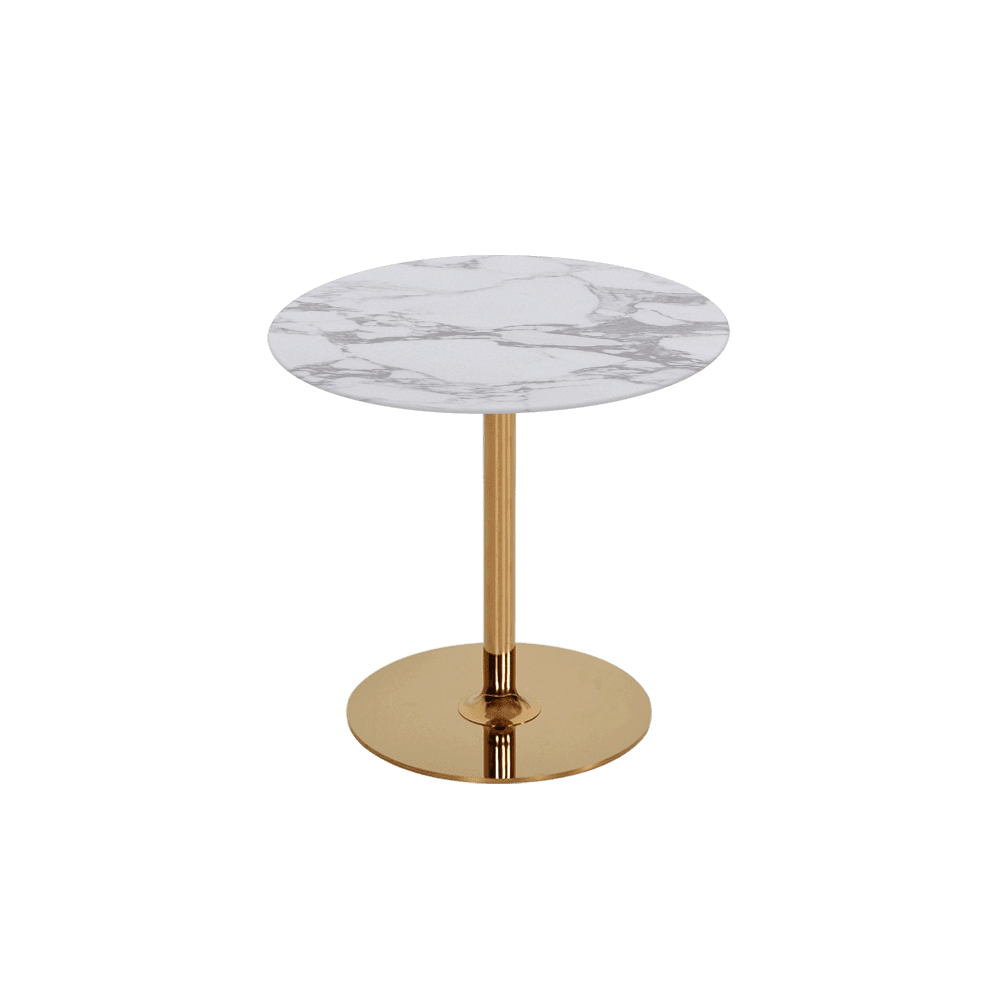 BELLA – Mix & Match Marble Side Table with Gold Coloured Stainless Steel Base (500mm)