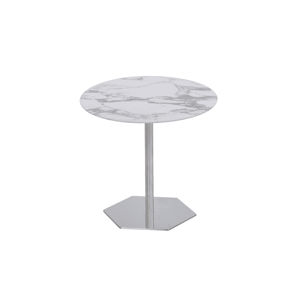 SILVIA Side Table - Mix & Match Marble Top with Silver Coloured Stainless Steel Base(500mm)