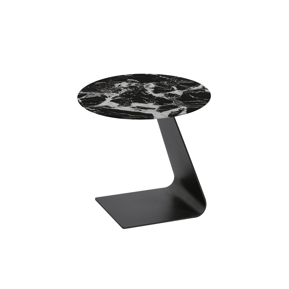 BAILEY Side Table - Mix & Match Marble Top with Black Coloured Steel Base(500mm)