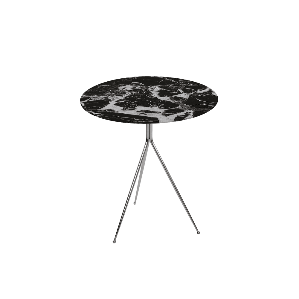 SILVIA Side Table - Mix & Match Marble Top with Silver Coloured Stainless Steel Base(500mm)