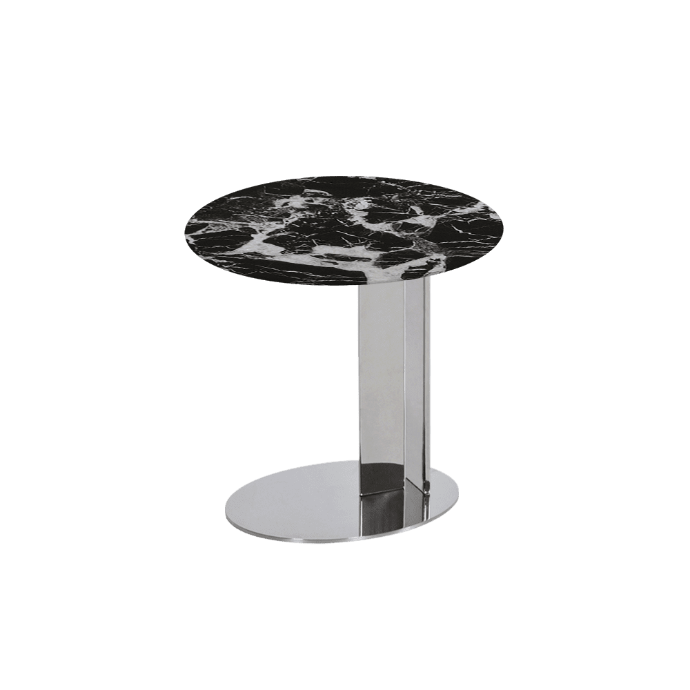 SILVIA Side Table - Mix & Match Marble Top with Silver Coloured Stainless Steel Base(500mm)