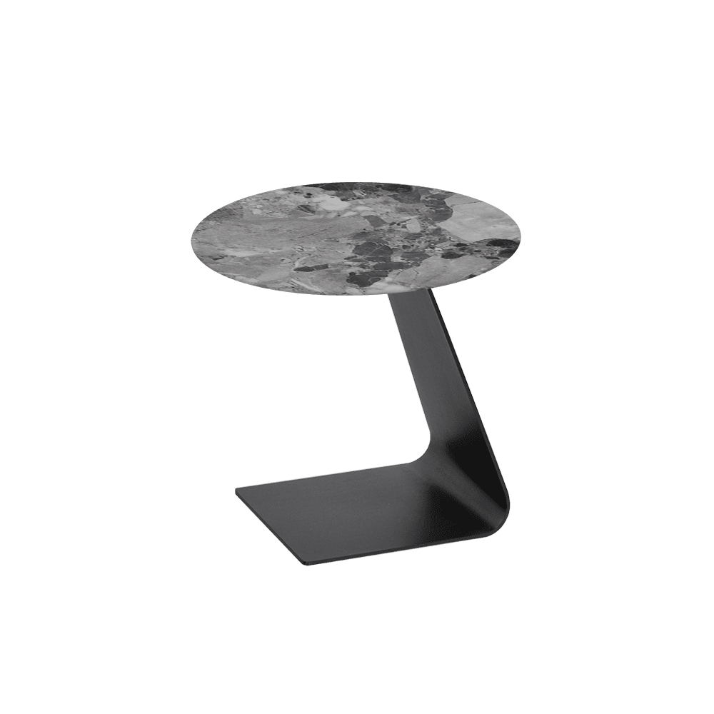 BAILEY Side Table - Mix & Match Marble Top with Black Coloured Steel Base(500mm)