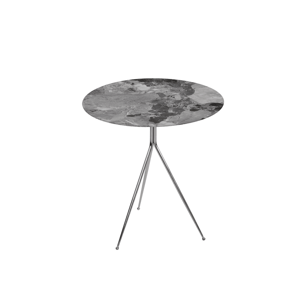 SILVIA Side Table - Mix & Match Marble Top with Silver Coloured Stainless Steel Base(500mm)
