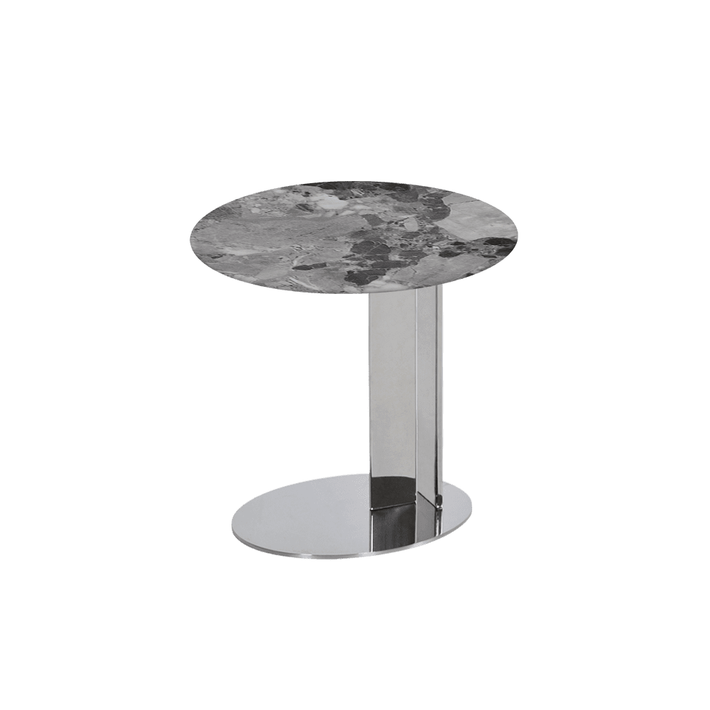 SILVIA Side Table - Mix & Match Marble Top with Silver Coloured Stainless Steel Base(500mm)