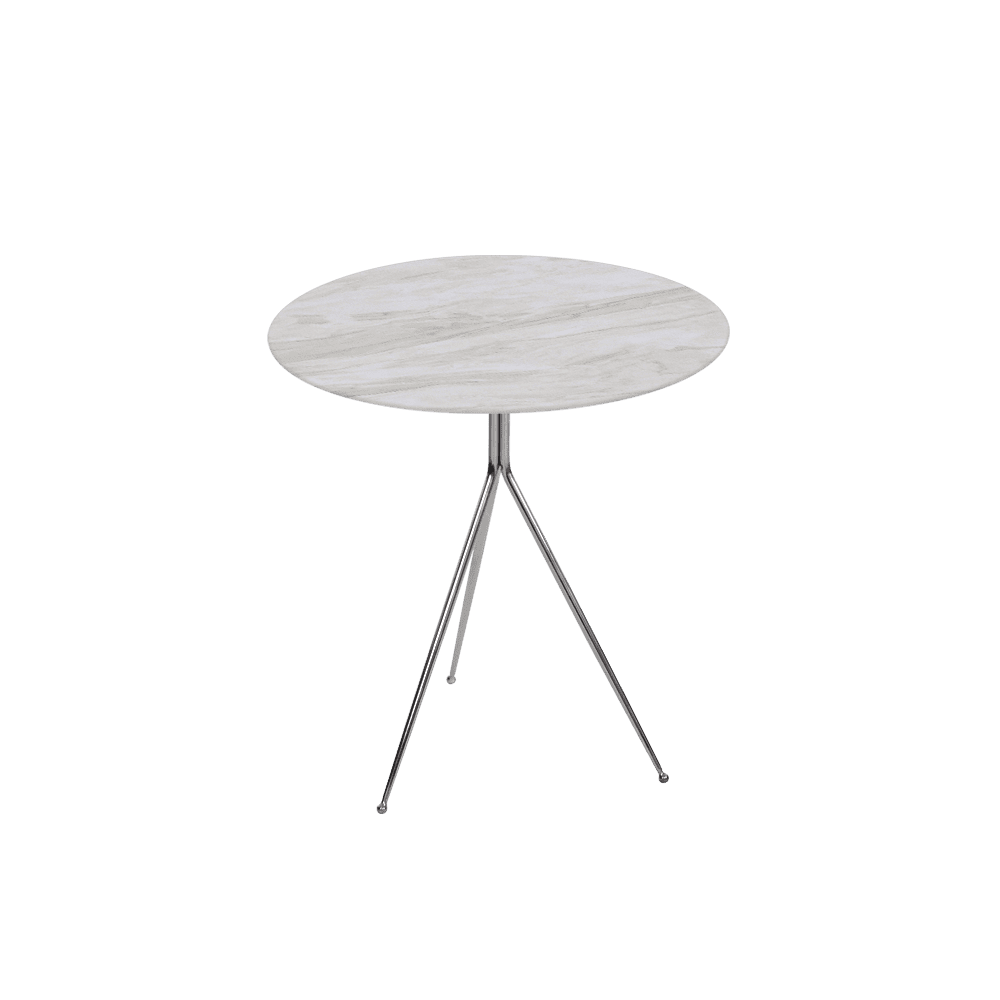 SILVIA Side Table - Mix & Match Marble Top with Silver Coloured Stainless Steel Base(500mm)
