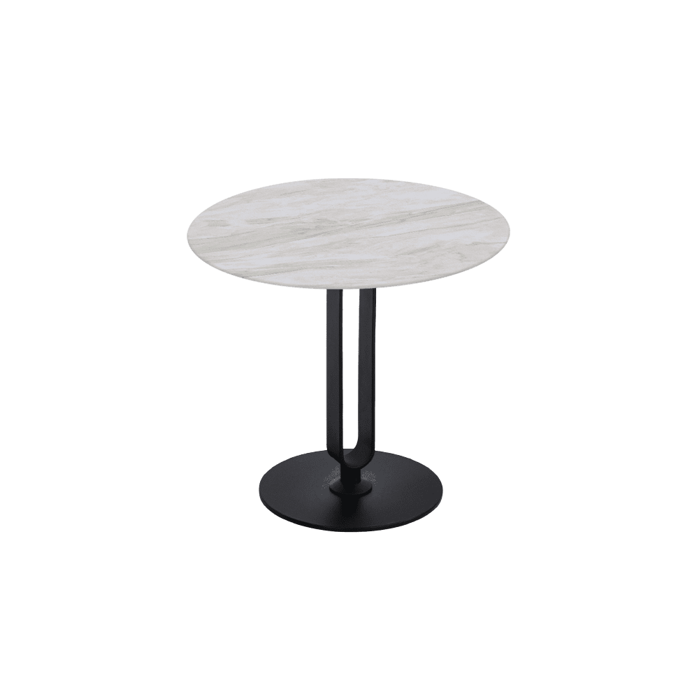 SELENA Side Table - Mix & Match Marble Top with Black Coloured Steel Base(500mm)