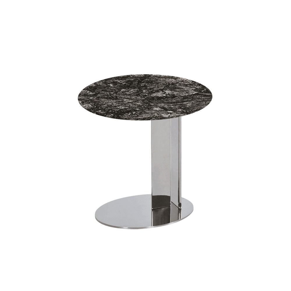 SILVIA Side Table - Mix & Match Marble Top with Silver Coloured Stainless Steel Base(500mm)