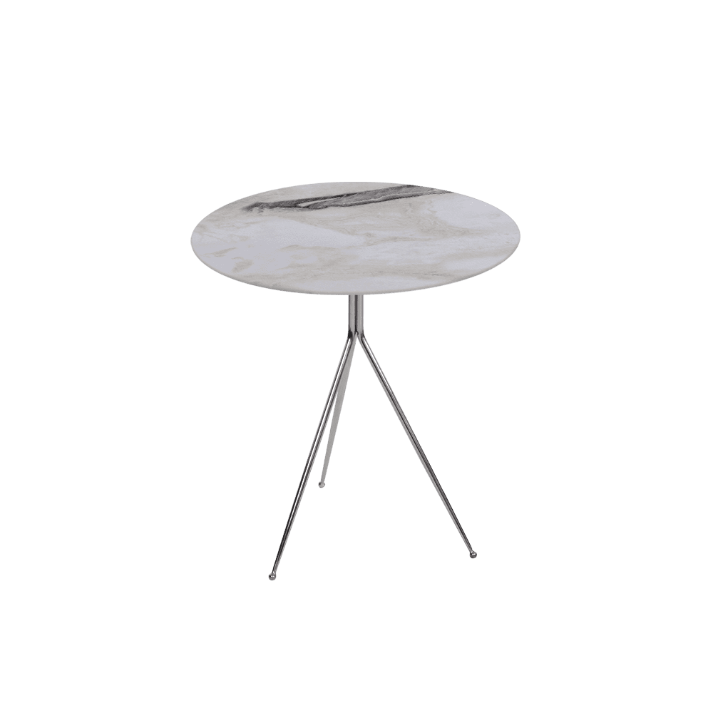 SILVIA Side Table - Mix & Match Marble Top with Silver Coloured Stainless Steel Base(500mm)