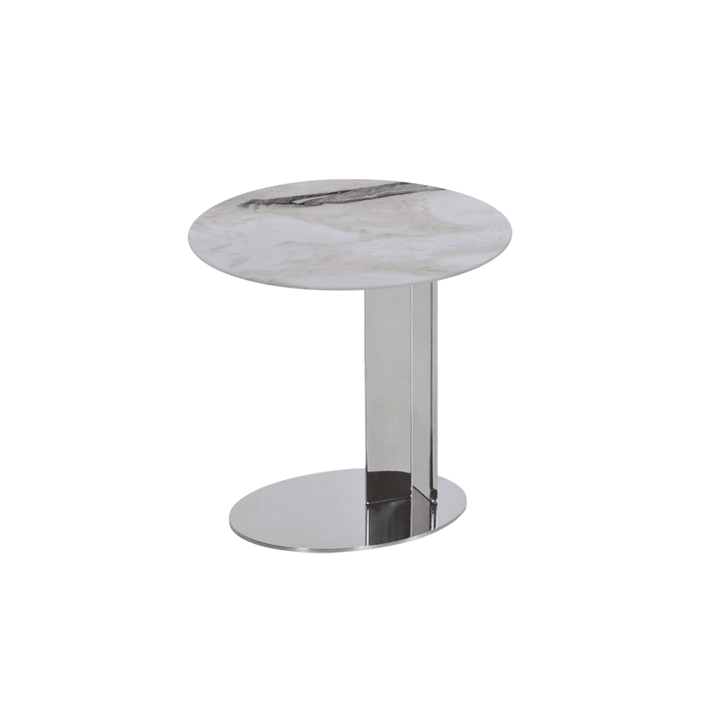 SILVIA Side Table - Mix & Match Marble Top with Silver Coloured Stainless Steel Base(500mm)
