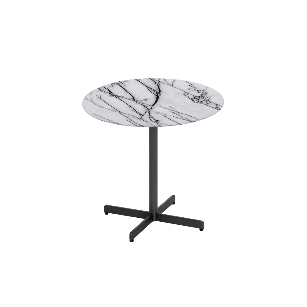 BAILEY Side Table - Mix & Match Marble Top with Black Coloured Steel Base(500mm)